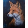 Vivid painting of a fox, showcasing detailed fur and intense gaze, displayed at The Kildare Gallery.