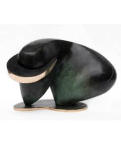 Contemporary abstract sculpture in black with metallic accents by The Kildare Gallery.