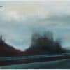 Lonely motorway scene painting with streetlights and dark clouds, atmospheric artwork from The Kildare Gallery.