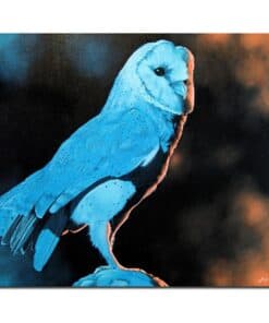 Vibrant blue parrot painting, detailed artwork showcasing exotic bird art, perfect for art lovers and bird enthusiasts.
