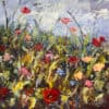Flower field painting with poppies and wildflowers, vibrant colours, impressionist art style, Kildare Gallery artwork.