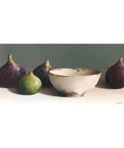 Rustic ceramic bowl with figs and antique pottery, featured in The Kildare Gallery collection.