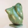 Bronze abstract sculpture of a bird in green patina at The Kildare Gallery Ireland, contemporary art piece.