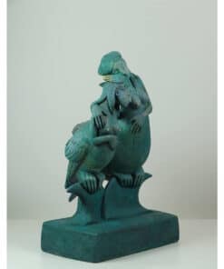 Bronze sculpture of a woman embracing two children, displayed at The Kildare Gallery in Ireland.