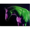 Vibrant neon green and purple horse artwork at The Kildare Gallery showcasing modern art.