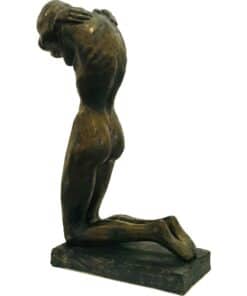 Bronze sculpture of a kneeling nude female figure, representing contemporary Irish art from The Kildare Gallery.