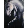 Elegant grey horse painting emphasizing realism and artistic detail.