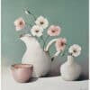 Vase with pink and white poppy flowers, ceramics art piece at The Kildare Gallery, Ireland.