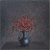 Vase with red flowering branches, modern still life art at The Kildare Gallery.