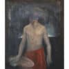 Ethereal portrait of a shirtless man with dark background, contemporary art at The Kildare Gallery.