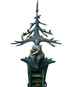 Elegant bronze sculpture of a mystical creature with gold accents at The Kildare Gallery.