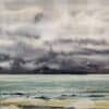 Stormy sky over the sea, captured in a beautiful watercolor painting at The Kildare Gallery.