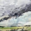 Vivid storm cloud with lightning over open fields, capturing dramatic weather scene at The Kildare Gallery.