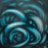 Blue abstract swirling artwork for Kildare Gallery exhibitions and modern art collections.