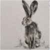 Elegant rabbit artwork in monochrome tones, displayed at The Kildare Gallery.