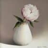 Delicate pink peony in a white ceramic vase, highlighting floral art at The Kildare Gallery.