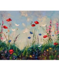 Colorful wildflowers painting at The Kildare Gallery, showcasing vibrant floral art and contemporary Irish artwork.
