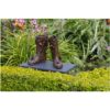 Boot sculpture garden art bronze boots floral installation outdoor sculpture.