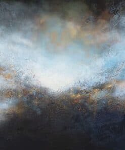 Mystical abstract painting with textured surface and earthy tones, exhibited at The Kildare Gallery.