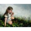 Dreamy girl smelling wildflowers in a garden, capturing innocence and natural beauty, showcased at The Kildare Gallery.