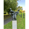 Bronze sculpture of two women, outdoor art, Kildare Gallery garden, Irish art sculpture, public park art piece.