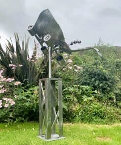 Metal insect sculpture outdoor art.