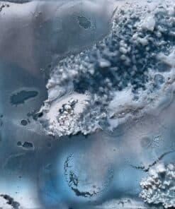 Vivid abstract artwork featuring textured white and blue elements at The Kildare Gallery.