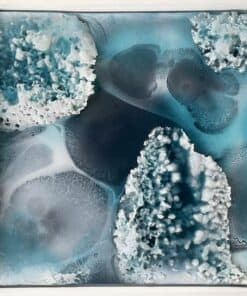 Vibrant abstract ocean-inspired artwork with textured resin and mixed media elements.