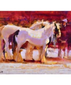 Colourful horse painting at The Kildare Gallery, showcasing modern Irish art and equine-themed artwork.