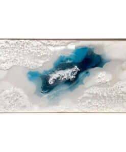 Vibrant abstract ocean-themed artwork with blue, white, and black hues at The Kildare Gallery.