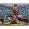 Sunbathers on the beach, oil painting, Kildare Gallery, Irish contemporary art.