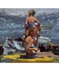 Sunbathers on the beach, oil painting, Kildare Gallery, Irish contemporary art.