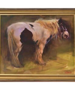 Elegant oil painting of a horse with a golden frame at The Kildare Gallery.