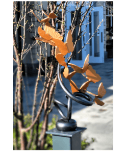 Butterfly sculpture outdoor artwork at The Kildare Gallery, blending art and nature.