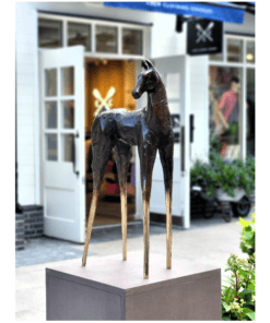 Contemporary bronze horse sculpture displayed outside The Kildare Gallery.