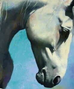 Vivid horse portrait artwork at The Kildare Gallery, showcasing contemporary Irish art with vibrant colours.