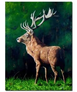Majestic stag artwork displayed at The Kildare Gallery in Ireland.