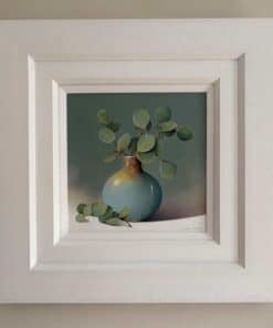 Vase with eucalyptus branches artwork at The Kildare Gallery, showcasing contemporary Irish art.